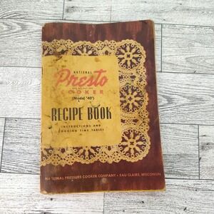 Presto Cooker Recipe Manual Booklet 1955 for Stovetop Pressure Pan w Time Tables
